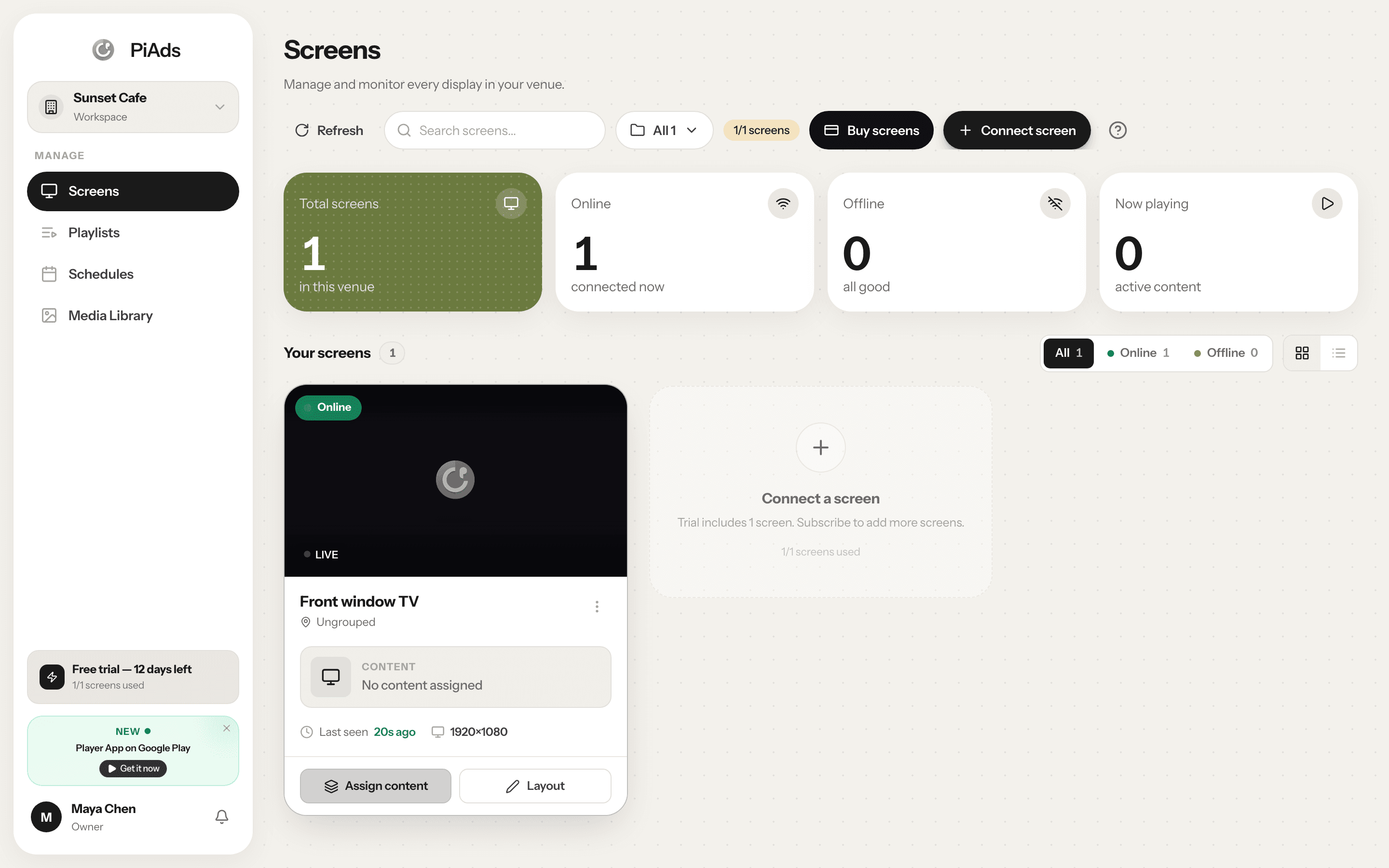 Multi-Zone Screen Manager — PiAds dashboard