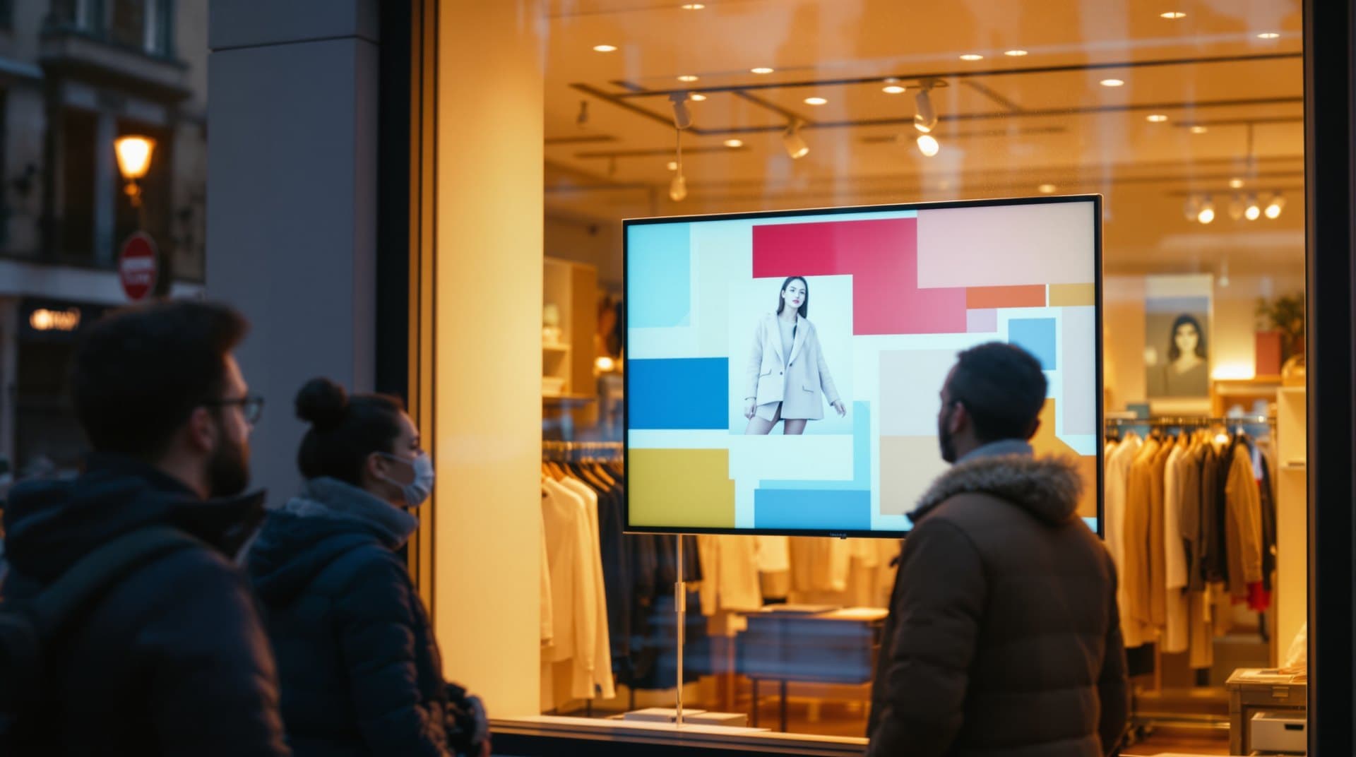 Boutique storefront with a PiAds window display facing the street